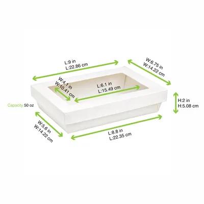 Take-Out Box 8.8X6.1X2 IN Corrugated Cardboard White With Window 50 Count/Pack 4 Packs/Case 200 Count/Case