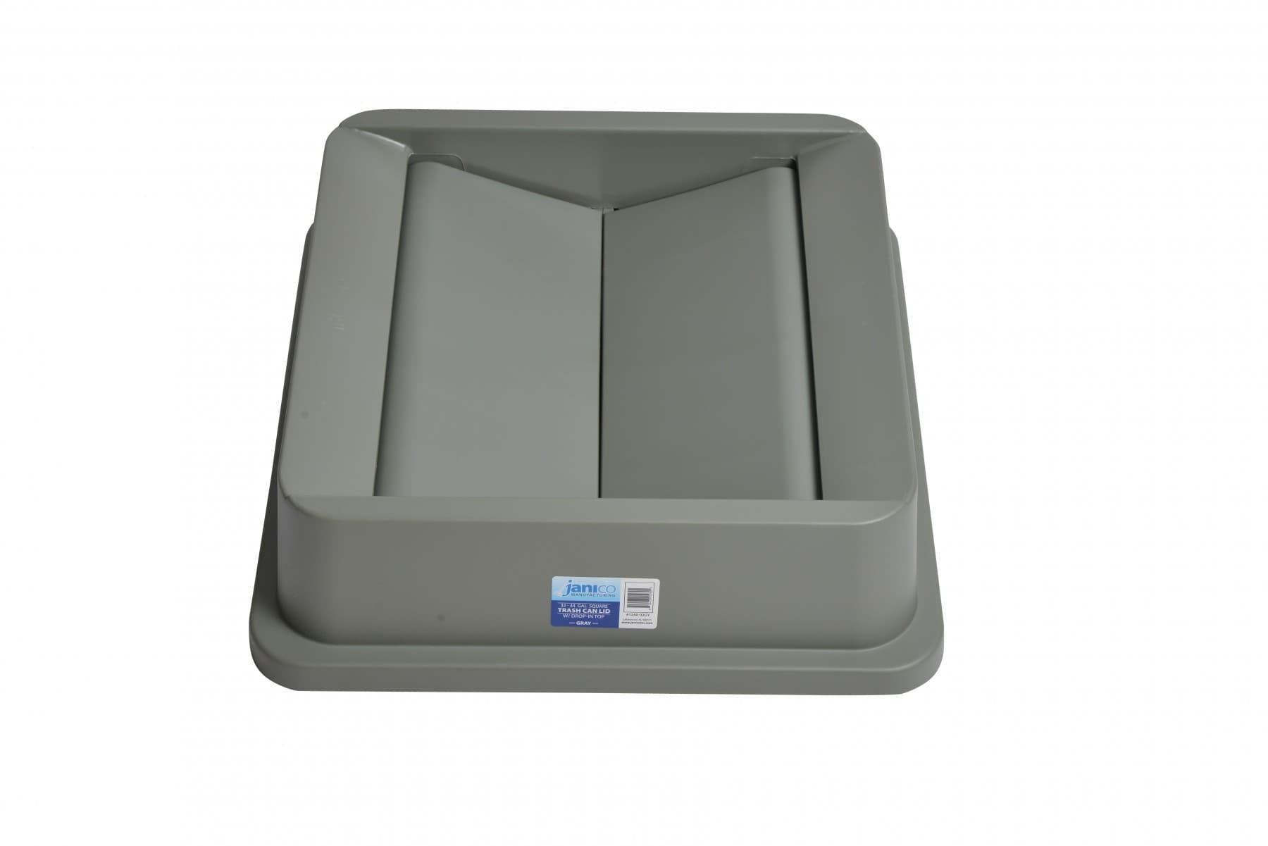 Flat Lid Gray Square Plastic Swing Top 1/Each