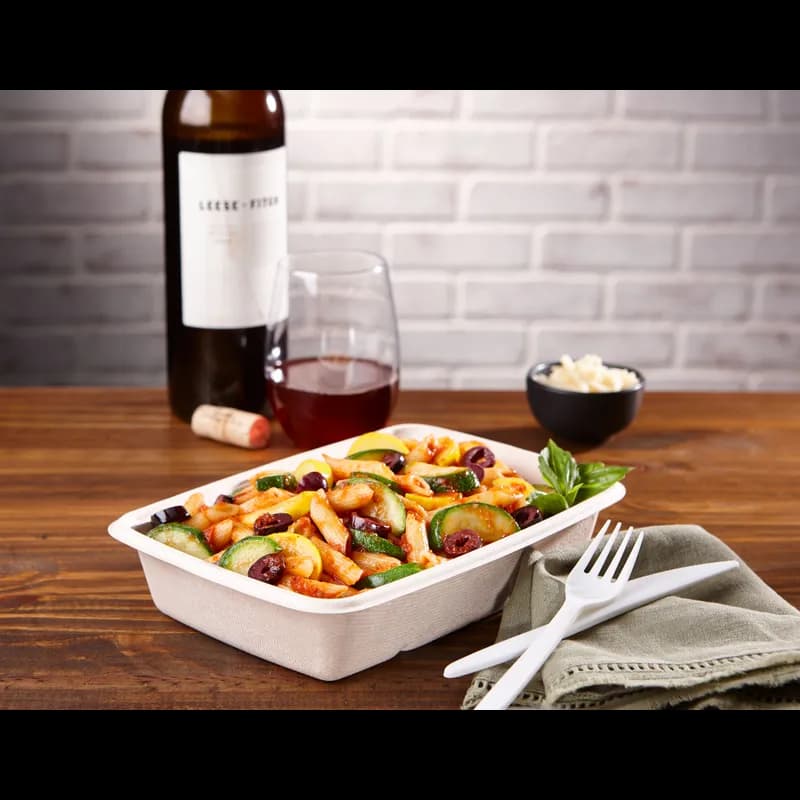 Take-Out Container Base Medium (MED) 30 OZ Pulp Fiber Kraft Rectangle 300/Case