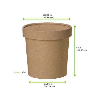 Soup Food Container Base & Lid Combo 16 OZ Kraft Paperboard Round 25 Count/Pack 20 Packs/Case 500 Count/Case