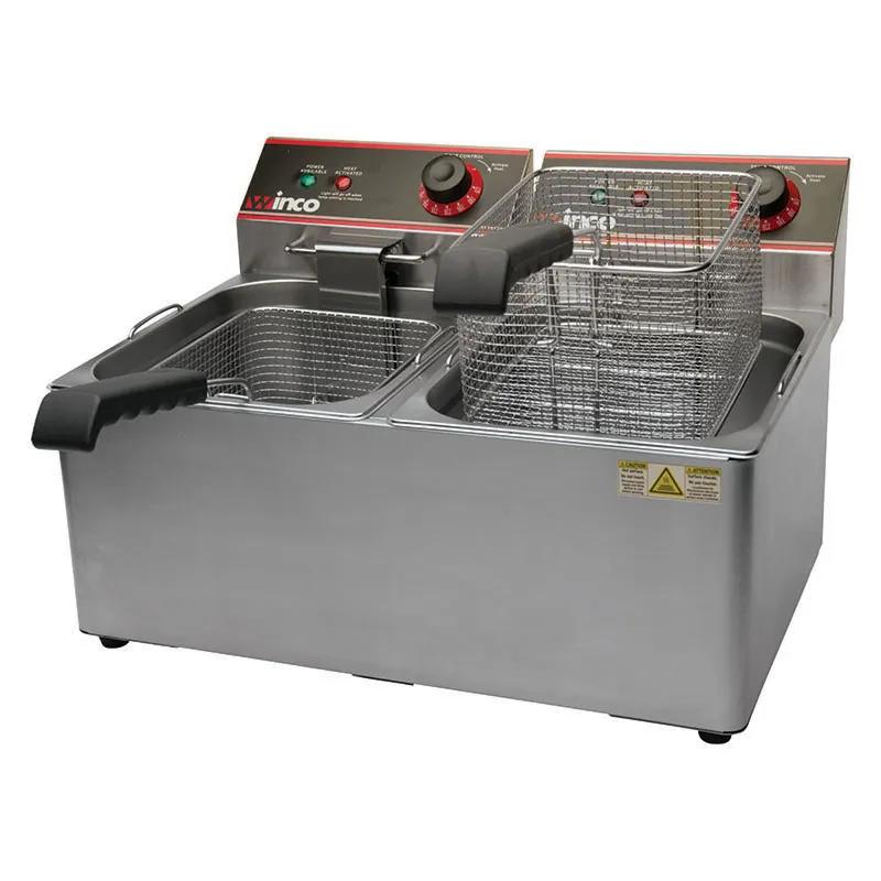 Electric Deep Fryer 21.25X16X13.625 IN 32 LB Stainless Steel 120V Twin Well 1/Each