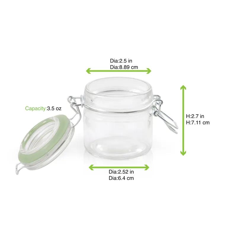 Jar Mini 2.8 IN Glass Clear Green Seal Reusable Freezer Safe 12 Count/Pack 2 Packs/Case 24 Count/Case