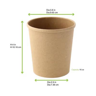 Soup Food Container Base 16 OZ Paper Kraft 50 Count/Pack 10 Packs/Case 500 Count/Case