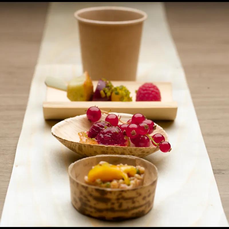 Plate 5.9X2.2 IN Bamboo Natural Half Round 20 Count/Pack 10 Packs/Case 200 Count/Case