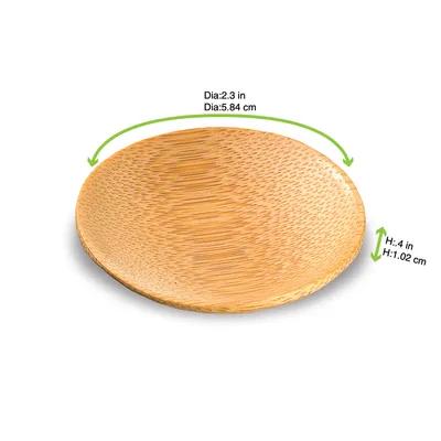 Plate Mini 2.3X2.3 IN Bamboo Natural Round 24 Count/Pack 6 Packs/Case 144 Count/Case