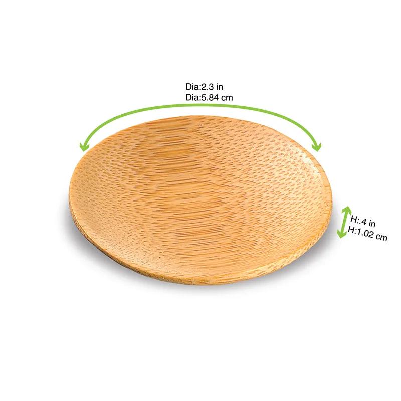 Plate Mini 2.3X2.3 IN Bamboo Natural Round 24 Count/Pack 6 Packs/Case 144 Count/Case
