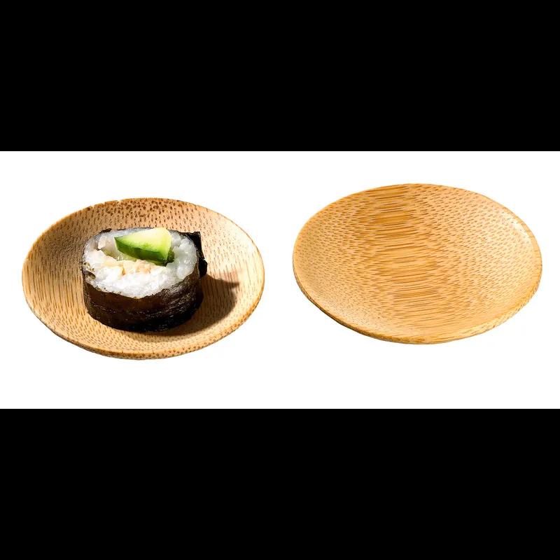 Plate Mini 2.3X2.3 IN Bamboo Natural Round 24 Count/Pack 6 Packs/Case 144 Count/Case