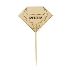 Medium Steak Marker 3.7X2.1 IN Bamboo Diamond Natural Bull Head 100 Count/Pack 10 Packs/Case 1000 Count/Case