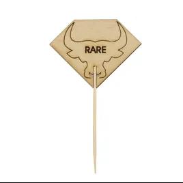 Rare Steak Marker 2.1X3.7 IN Bamboo Diamond Natural Bull Head 100 Count/Pack 10 Packs/Case 1000 Count/Case