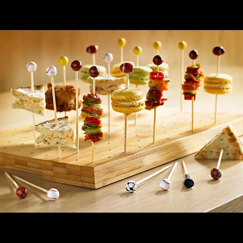 Skewer 4.7 IN Bamboo Natural Soccer 100 Count/Pack 10 Packs/Case 1000 Count/Case