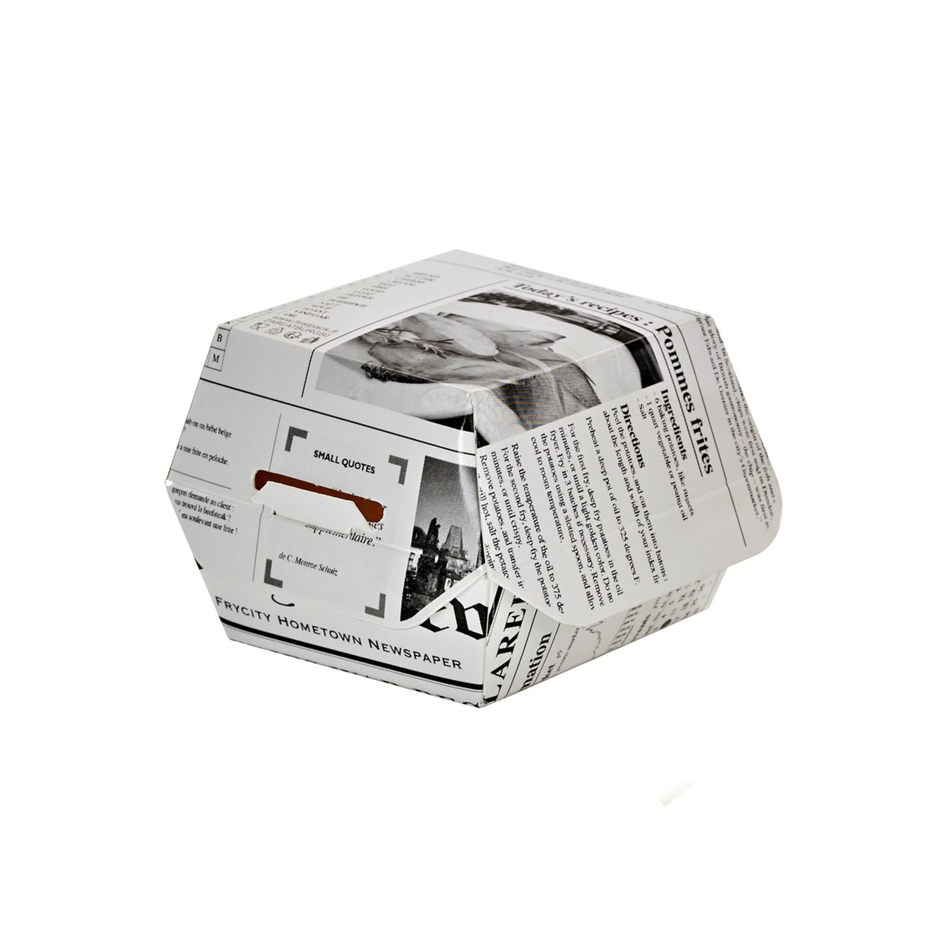 Mini Slider Take-Out Box Hinged 2.8X2.8X2 IN Corrugated Cardboard Newspaper Print 50 Count/Pack 10 Packs/Case