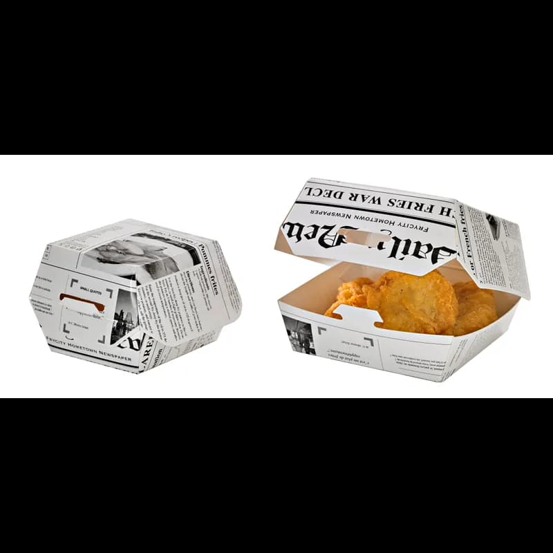Mini Slider Take-Out Box Hinged 2.8X2.8X2 IN Corrugated Cardboard Newspaper Print 50 Count/Pack 10 Packs/Case