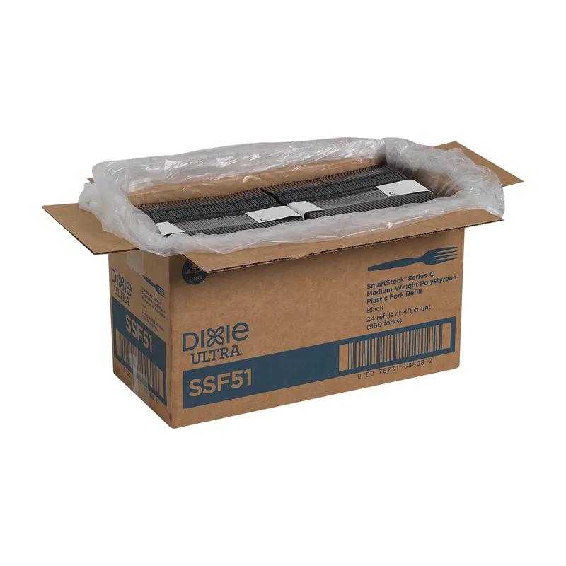 Dixie® Ultra SmartStock® Series-O Fork PS Black Medium Weight Refill 40 Count/Pack 24 Packs/Case 960 Count/Case
