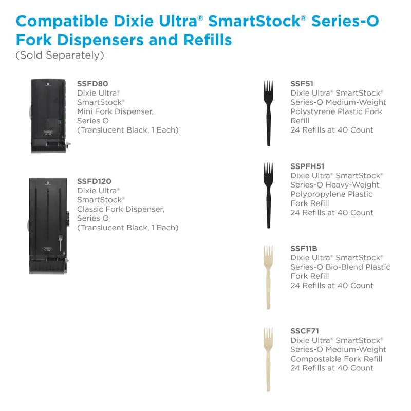 Dixie® Ultra SmartStock® Series-O Fork PS Black Medium Weight Refill 40 Count/Pack 24 Packs/Case 960 Count/Case