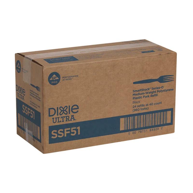 Dixie® Ultra SmartStock® Series-O Fork PS Black Medium Weight Refill 40 Count/Pack 24 Packs/Case 960 Count/Case