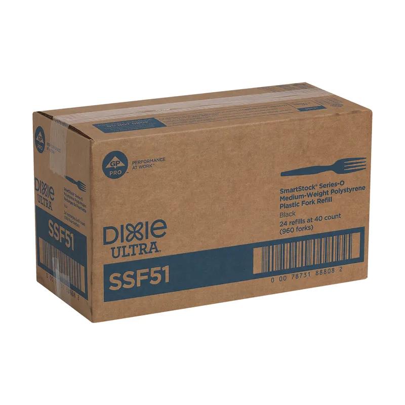 Dixie® Ultra SmartStock® Series-O Fork PS Black Medium Weight Refill 40 Count/Pack 24 Packs/Case 960 Count/Case