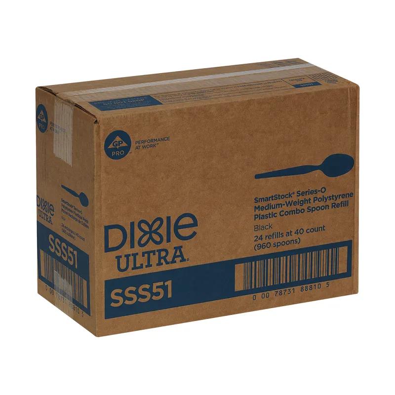 Dixie® Ultra SmartStock® Series-O Spoon PS Black Medium Weight Refill Combo 40 Count/Pack 24 Packs/Case 960 Count/Case