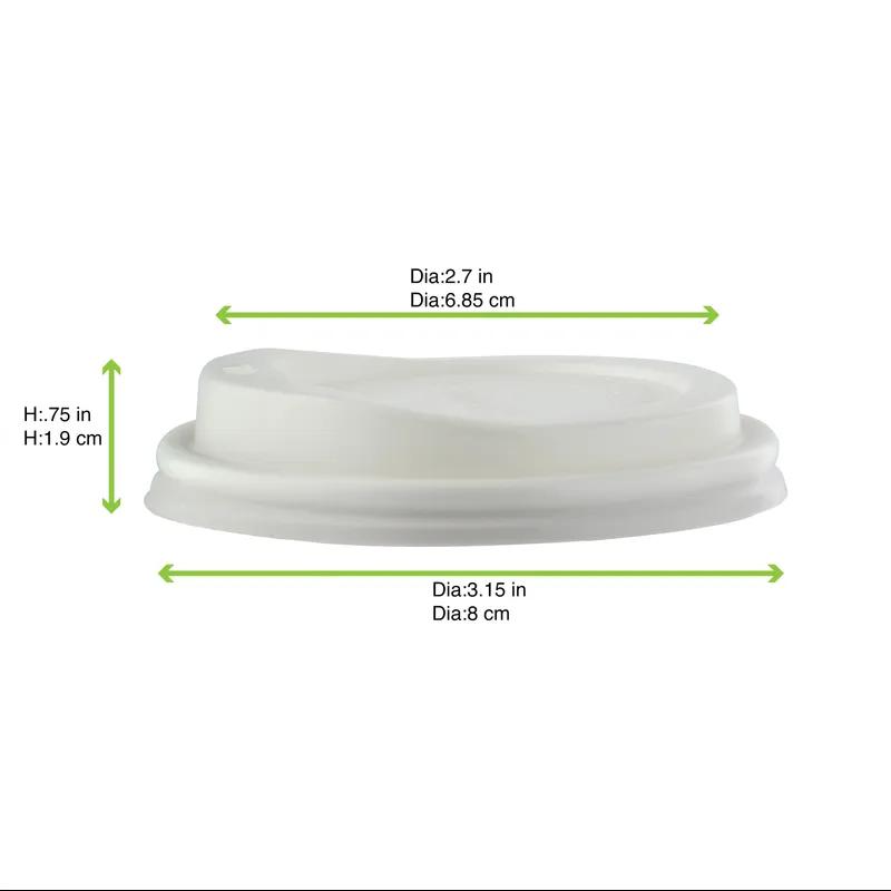 Lid PLA 3.15 IN White For 8 OZ Cup 50 Count/Pack 20 Packs/Case 1000 Count/Case
