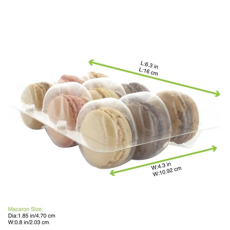 Macaron Container Insert 9 CT 6.3X4.3X0.8 IN Plastic Clear Rectangle Clip 25 Count/Pack 6 Packs/Case 150 Count/Case