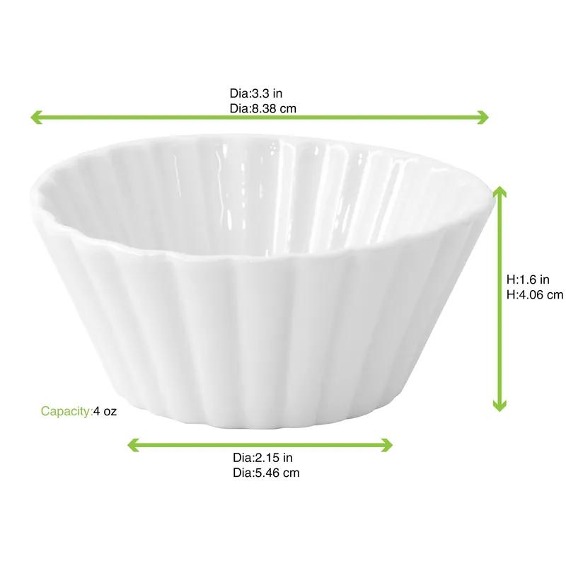 Bowl 4 OZ Porcelain White Reusable Oven Safe Microwave Safe 4 Count/Pack 6 Packs/Case 24 Count/Case