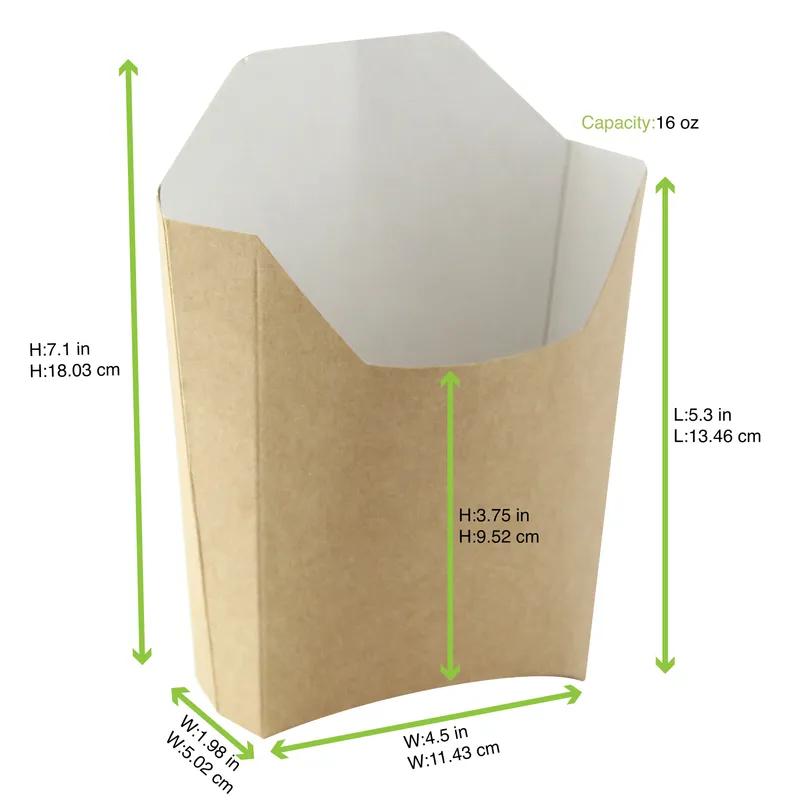 French Fry Cup & Scoop Base Large (LG) 5.3X4.5X7.1 IN Paper Kraft 100 Count/Pack 10 Packs/Case 1000 Count/Case