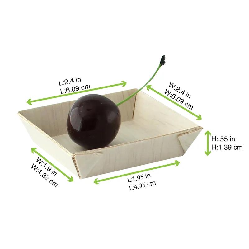 Samurai Serving Tray Mini 2.4X2.4 IN Wood Natural Square 20 Count/Pack 10 Packs/Case 200 Count/Case
