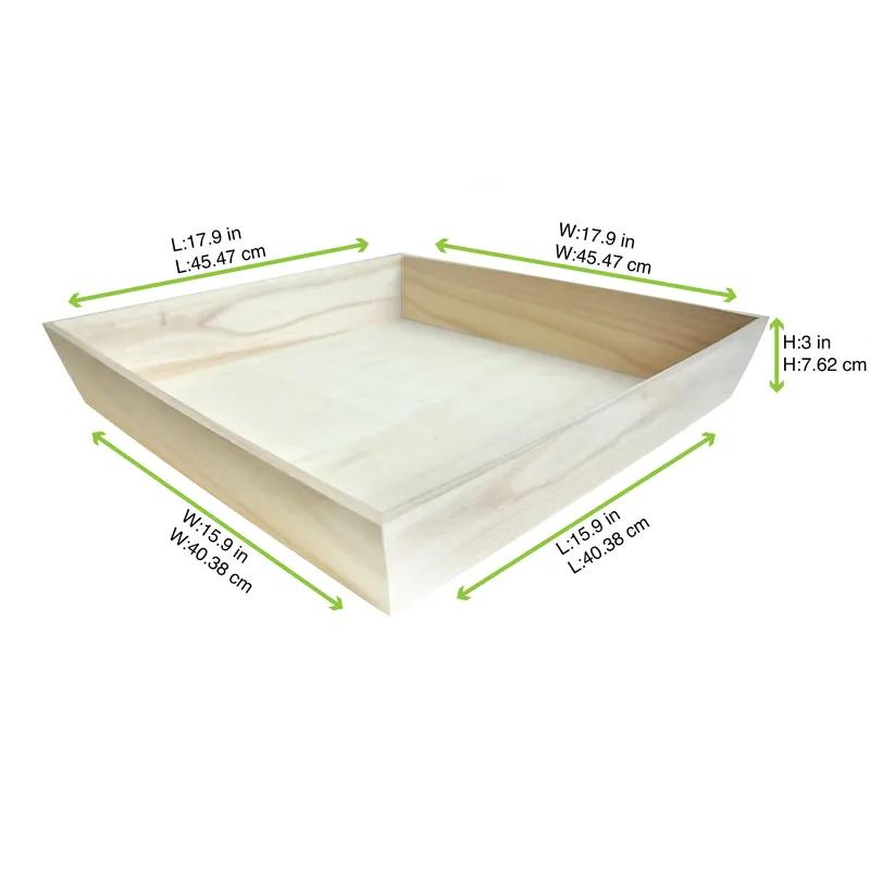 Serving Tray 17.9X17.9X3 IN Wood Natural Heavy Duty Grease Resistant 10 Count/Case