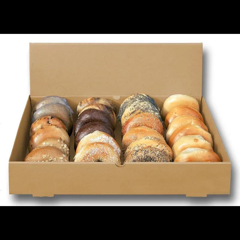 The Catering Box JUMBO 21X13.25X4 IN Corrugated Cardboard Kraft Rectangle Folding Display Lid Option Full Attached Top 25/Bundle