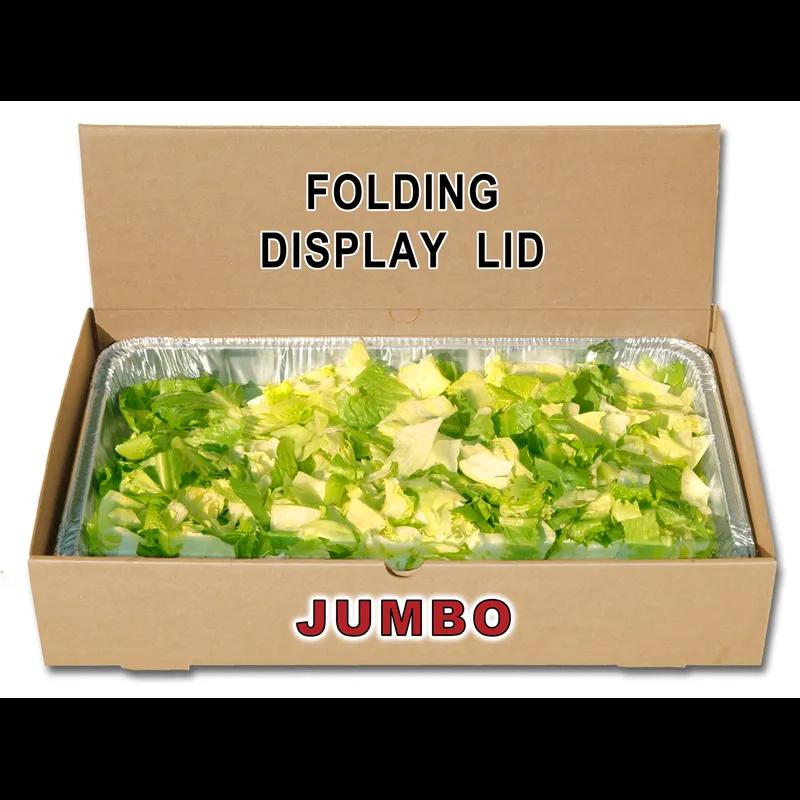The Catering Box JUMBO 21X13.25X4 IN Corrugated Cardboard Kraft Rectangle Folding Display Lid Option Full Attached Top 25/Bundle