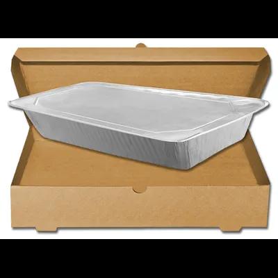 The Catering Box JUMBO 21X13.25X4 IN Corrugated Cardboard Kraft Rectangle Folding Display Lid Option Full Attached Top 25/Bundle