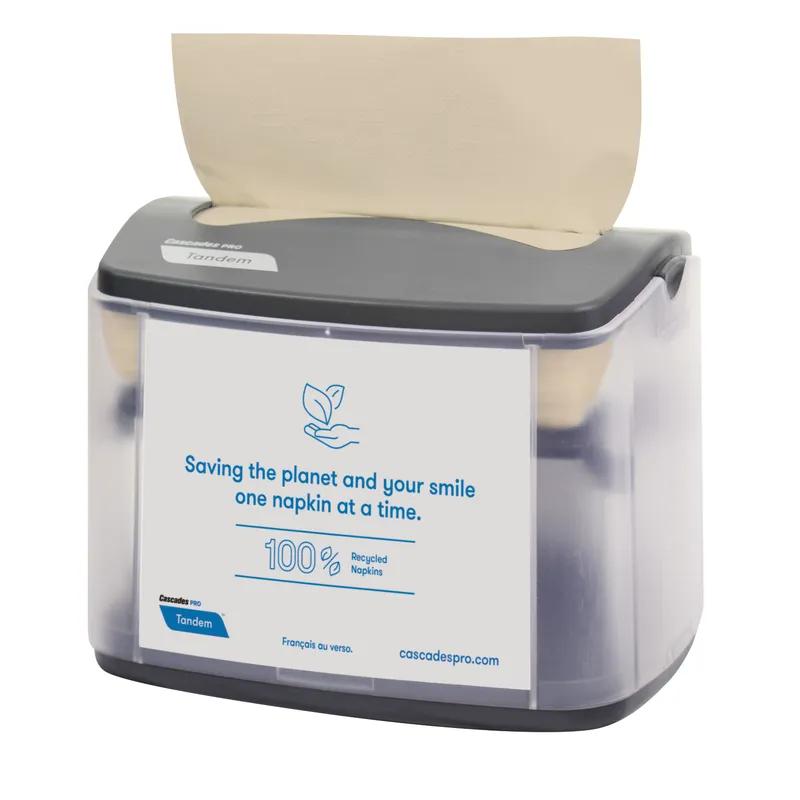 Cascades PRO Tandem® Napkin Dispenser Gray Plastic Interfold Tabletop 1/Each
