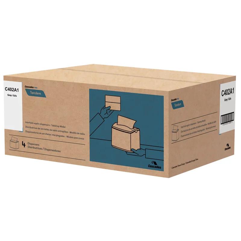 Cascades PRO Tandem® Napkin Dispenser Gray Plastic Interfold Tabletop 1/Each