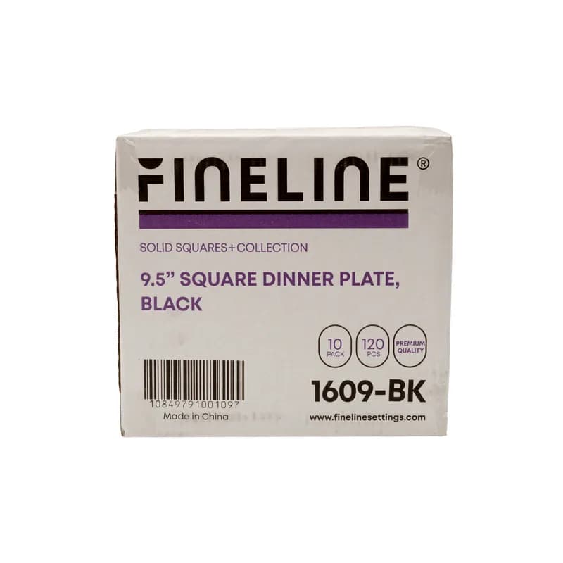 Plate 9.5 IN Plastic Black Square 120/Case