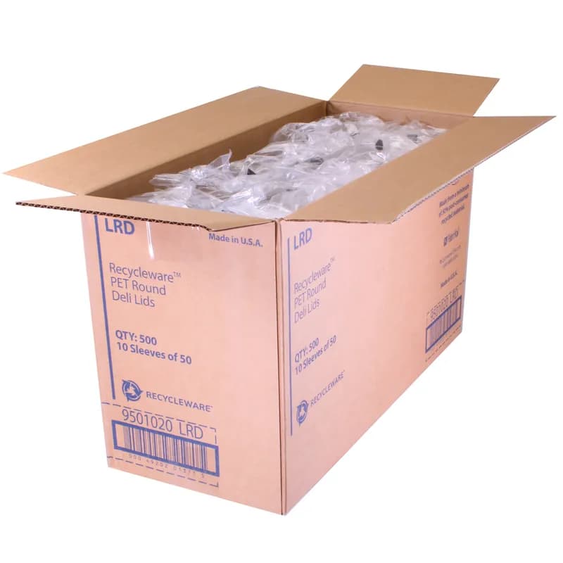 Lid Flat 4.7X0.4 IN RPET Clear Round For 5-32 OZ Deli Container Unhinged Flush Fit 500/Case