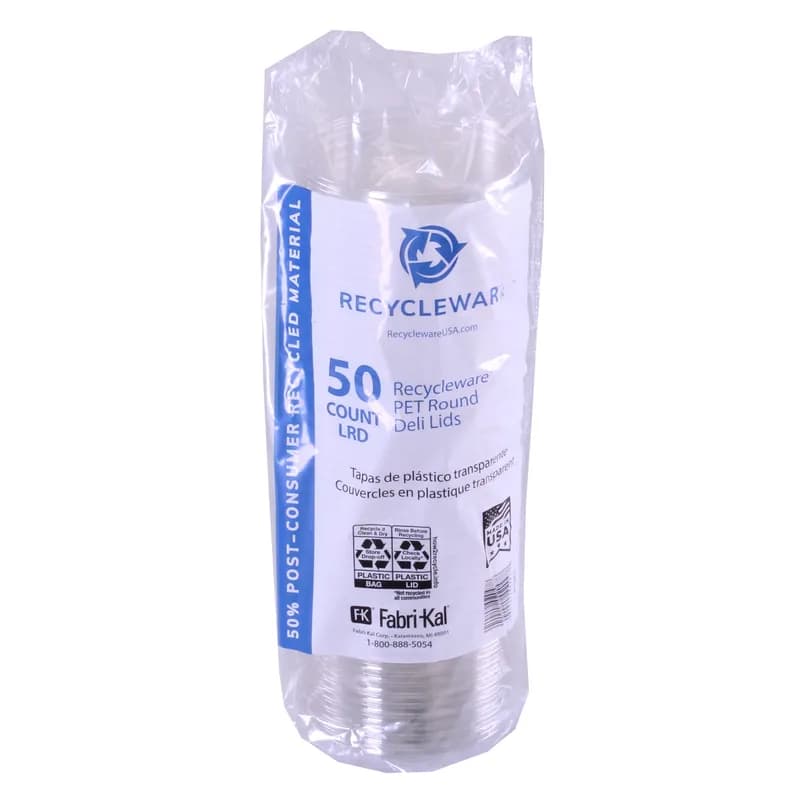 Lid Flat 4.7X0.4 IN RPET Clear Round For 5-8-32 OZ Deli Container Unhinged Flush Fit 500/Case