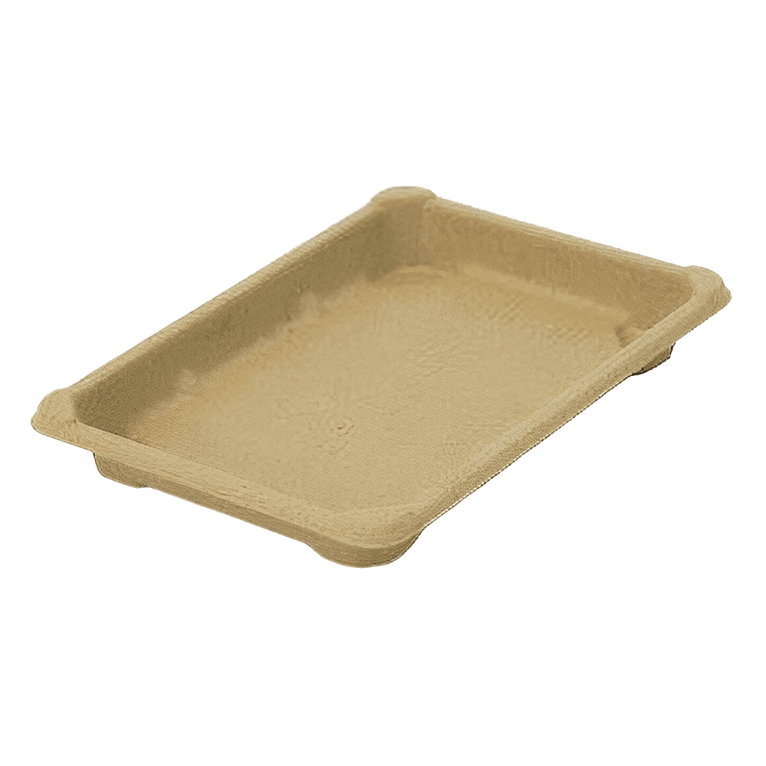 Sushi Take-Out Tray Base Medium (MED) 7.28X5.28X0.9 IN Plant Fiber Kraft Shallow 400/Case