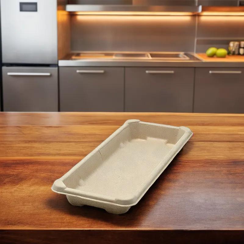 Sushi Take-Out Tray Base XL 8.333X3.5X0.9 IN Plant Fiber Long Laminated 400/Case