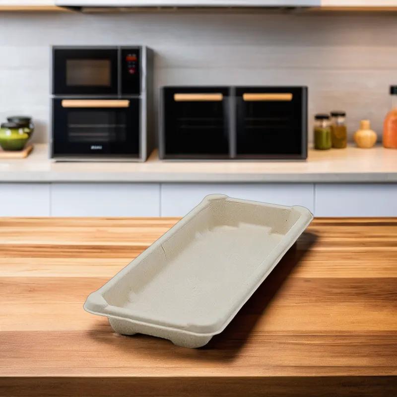 Sushi Take-Out Tray Base XL 8.333X3.5X0.9 IN Plant Fiber Long Laminated 400/Case