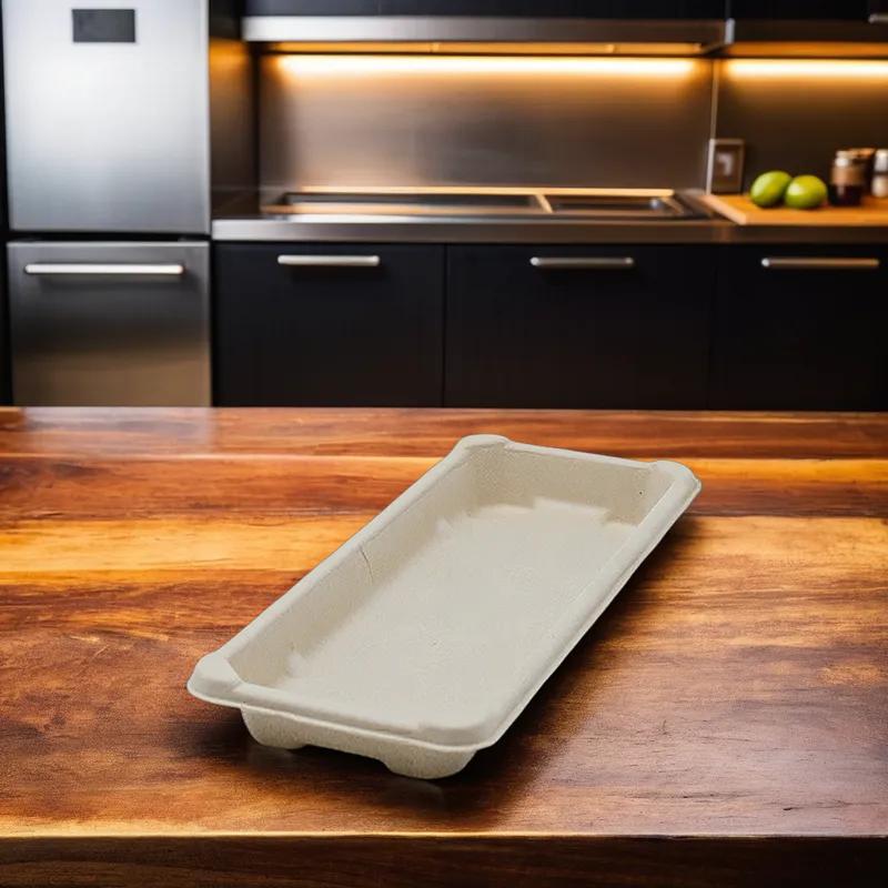 Sushi Take-Out Tray Base XL 8.333X3.5X0.9 IN Plant Fiber Long Laminated 400/Case
