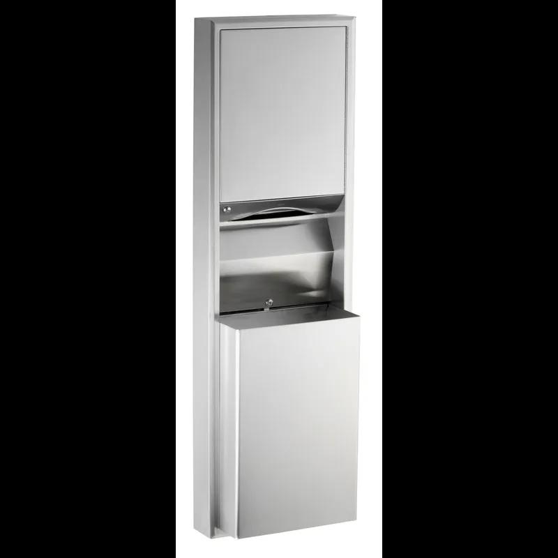 Paper Towel Dispenser & Waste Receptacle Stainless Steel Satin Surface Mounted Convertible Combo 1/Each