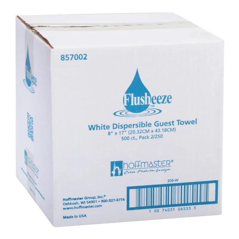 Flusheeze Folded Guest Towel 8.5X4 IN DRC White Flushable Dispersible 500 Sheets/Pack