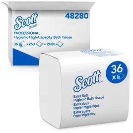 Scott® Toilet Paper & Tissue Sheets 4.5X8.3 IN 2PLY White Interfold High Capacity 250 Sheets/Roll 36 Rolls/Case