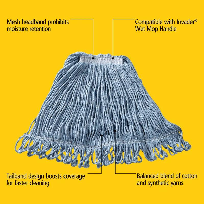 Mop Head Medium (MED) 20 OZ Blue Blend 1IN Headband 1/Each