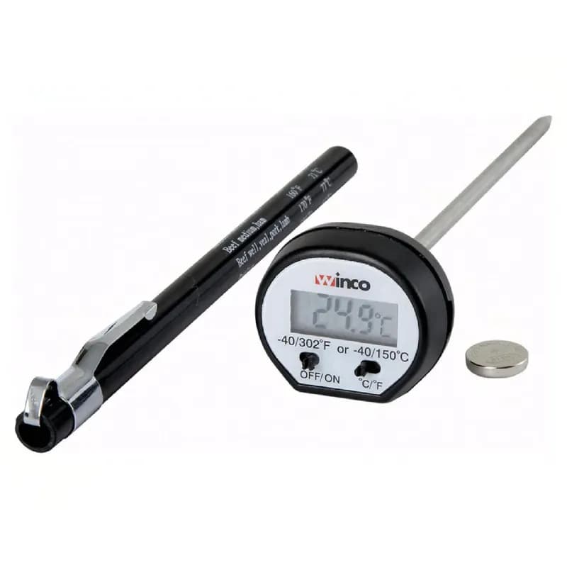 Thermometer 4.75 IN Black Digital LCD Display Battery Included Wide Temperature Range: -40 to 302F; -40 to 150C 1/Each