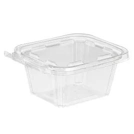 Safe-T-Fresh® Deli Container Hinged With Flat Lid 16 OZ rDPET Clear Rectangle 240/Case