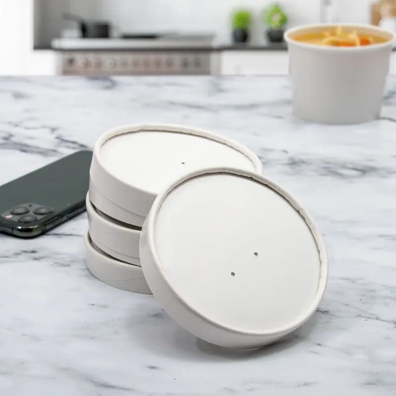 Solo® Flexstyle® Lid Flat 3.9X0.625 IN DSP White Round For 16 OZ Container Freezer Safe 25 Count/Pack 20 Packs/Case