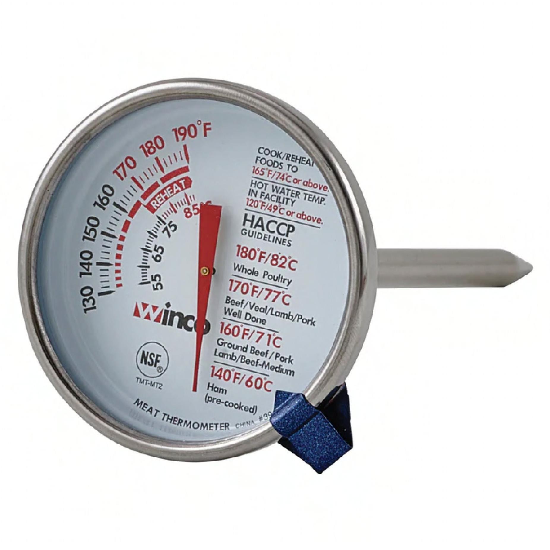 Meat Thermometer 5 Probe Dual Temp Dsply (F / C) Temp Range 130-190 F; 55 to 85 C Adjstbl Indicator 2IN Diam Dial 1/Each