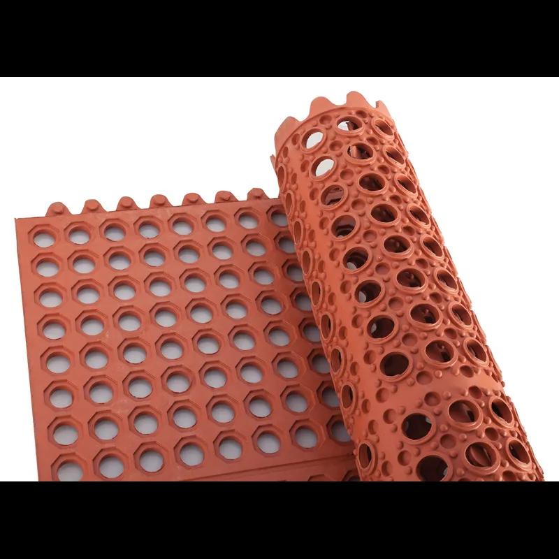 Floor Mat 36X36 IN Red Rubber Interlocking 1/Each