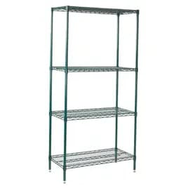 Wire Shelf 48X18X72 IN Green Metal Wire Epoxy Plated Set 4-Tier 1/Each