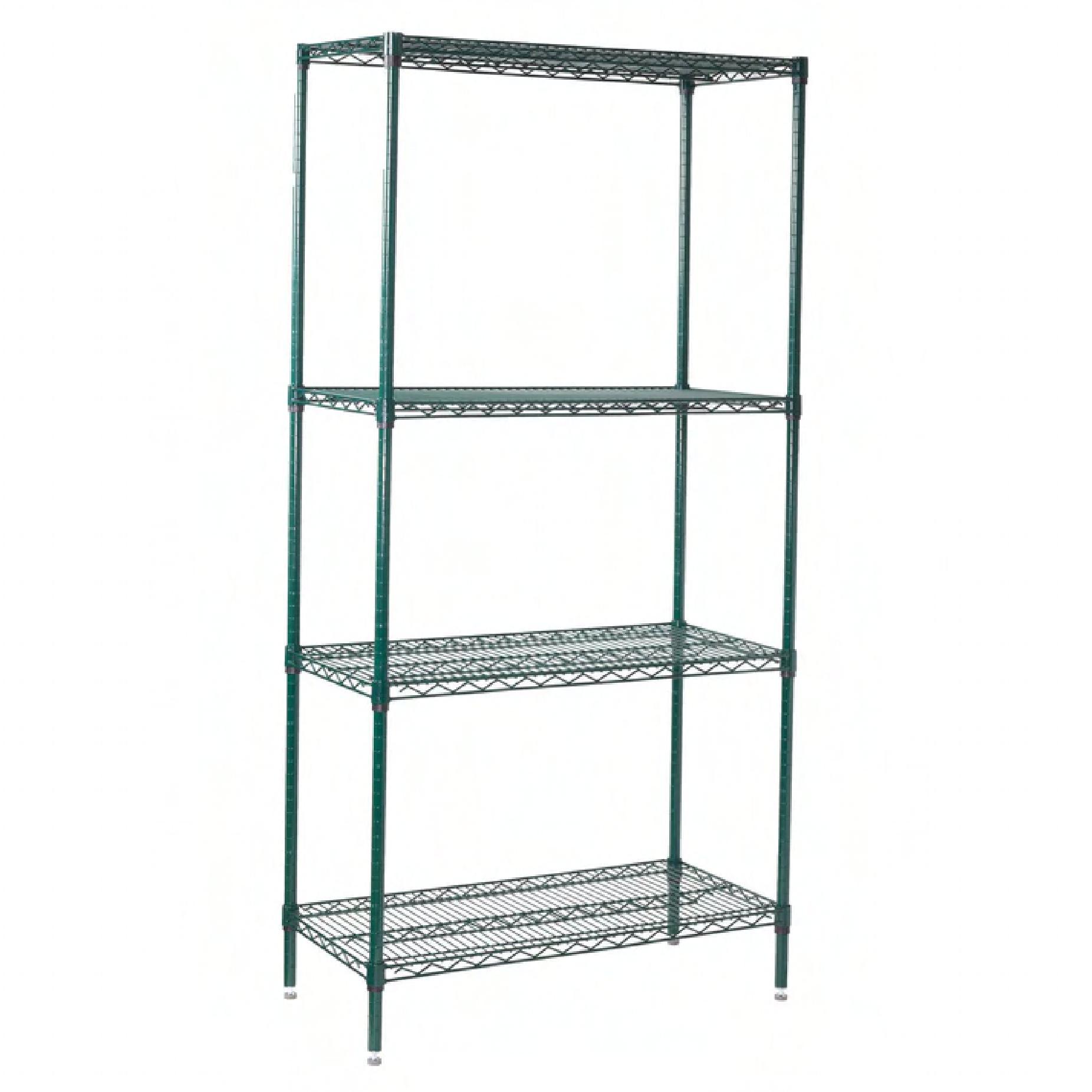 Wire Shelf 48X18X72 IN Green Metal Wire Epoxy Plated Set 4-Tier 1/Each
